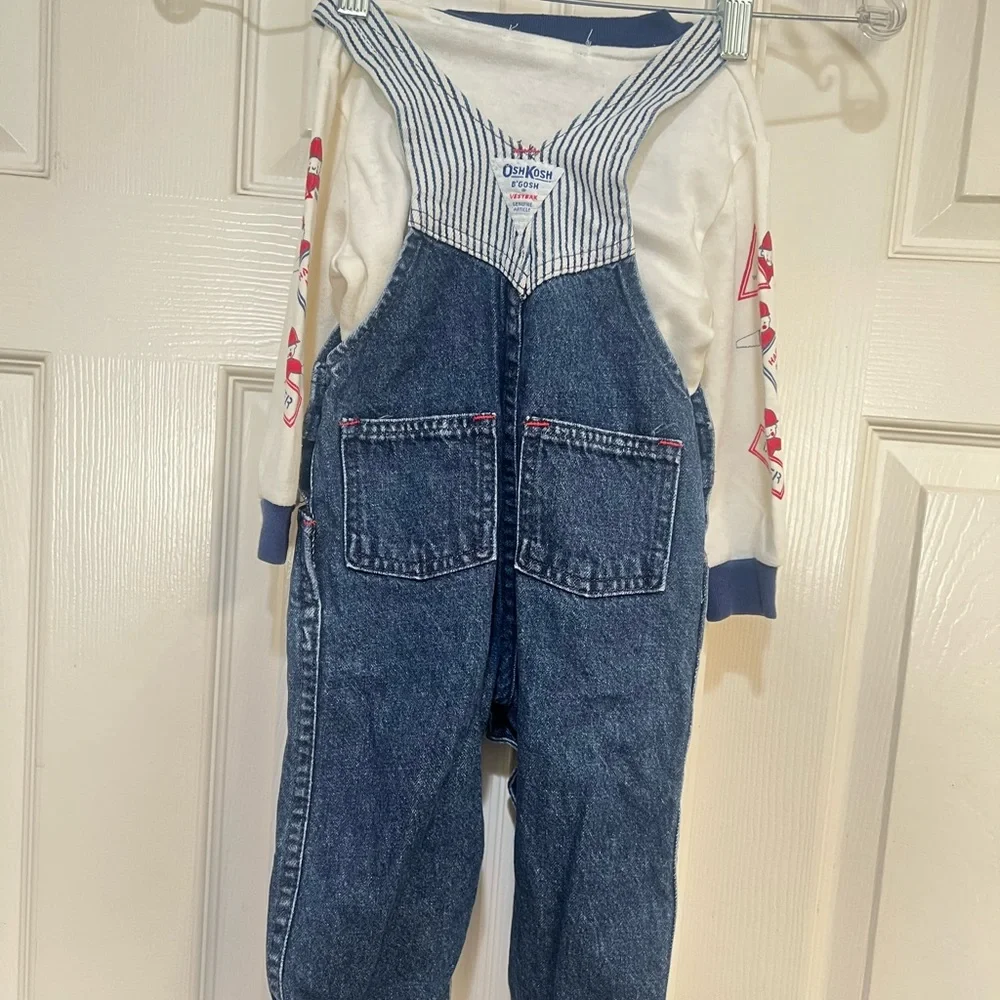 Vintage USA OshKosh B’Gosh Vestbak Overalls Jean Bibs‎ Pinstripe Size 24 Mths